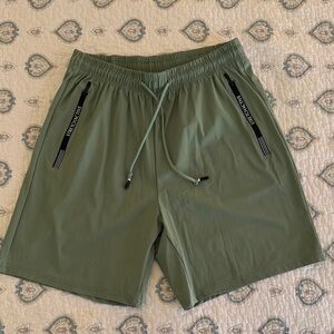 Olive Green Unisex Active Drawstring Shorts, size XXL, runs small